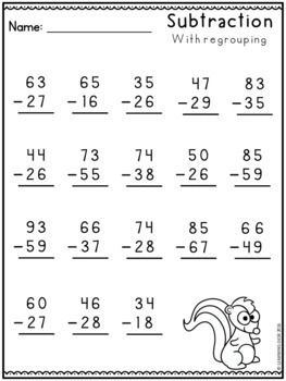 Вычитание 2 цифр с перегруппировкой, Вычитание 2 цифр, Рабочие листы вычитания с перегруппировкой, Вычитание с перегруппировкой, Рабочие листы сложения по математике, Вычитание по математике, Листы по математике, Рабочие листы по математике для 2-го класса, Рабочие листы по математике для 1-го класса
